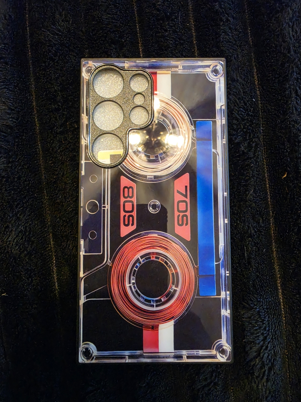 Samsung Retro Cassette Tape Clear Phone Case - Black/Red/Blue